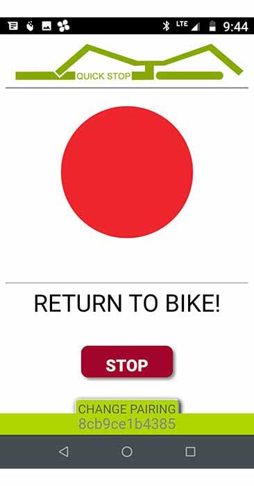 quick stop return to bike screen